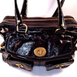 Authentic Coach Archive Limited Black Patent Leather Large Satchel Bag